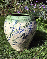 hand coiled splatter vase